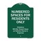 Signmission Numbered Spaces Residents Only Violators Will Be Towed Away At Vehicle Owners Expense, GW-1824-9942 A-DES-GW-1824-9942 - alternate 1